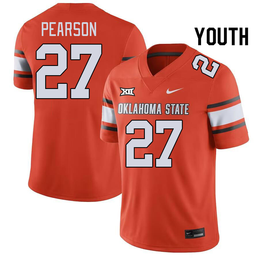 Youth #27 Kyler Pearson Oklahoma State Cowboys College Football Jerseys Stitched-Orange